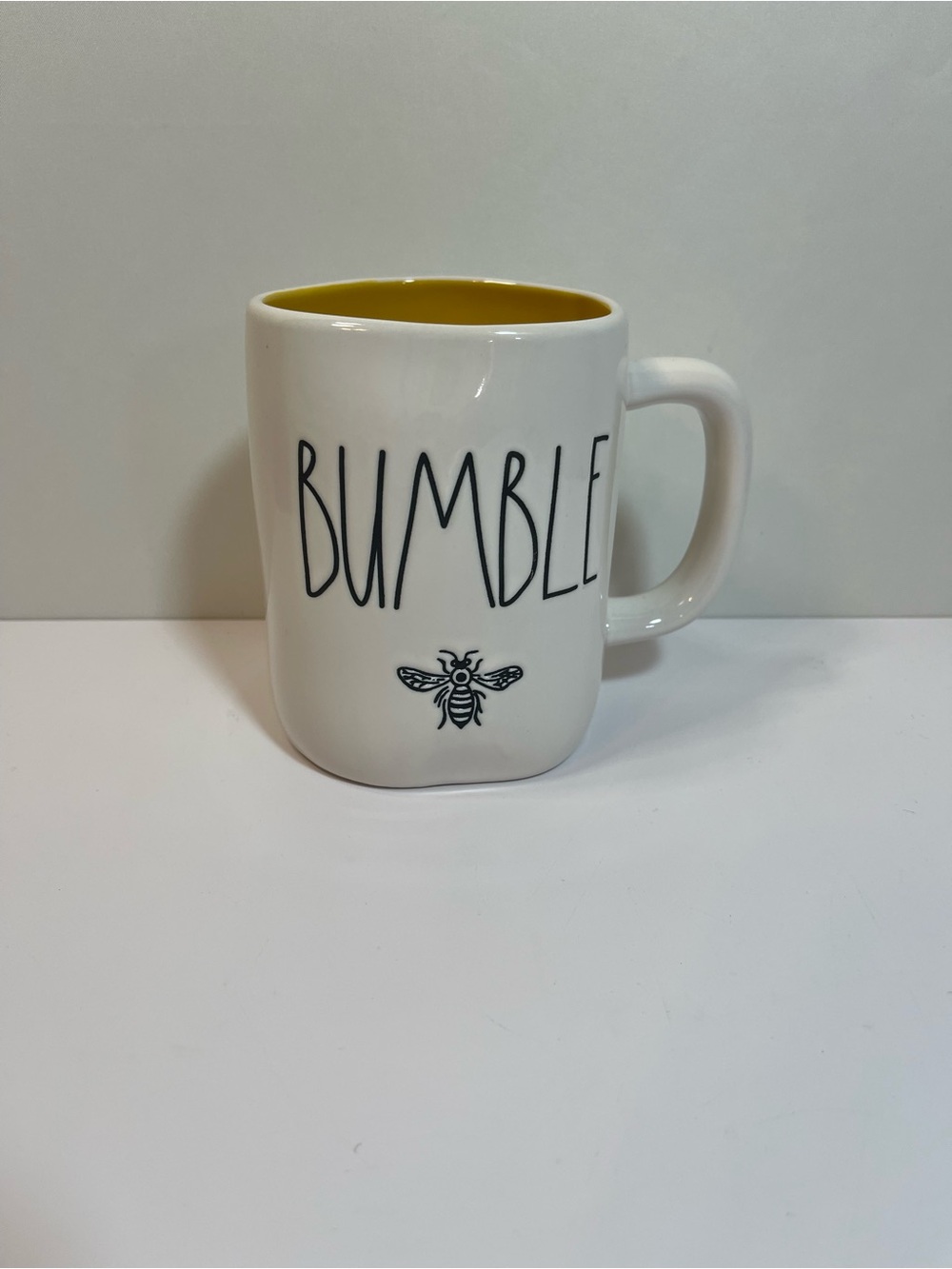 Rae Dunn New BUMBLE Bee Artisan Mug Yellow Interior- 16oz Coffee Tea Mug